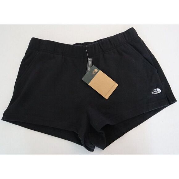 The North Face NF0A55MZ Women's Sz L Black Standard Fit Cotton Blend Logo Shorts - Picture 1 of 7